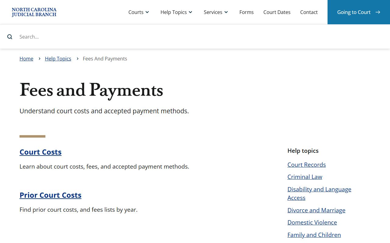 Iredell County court records fees and payment information