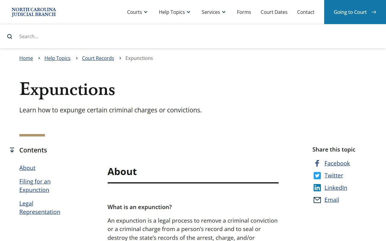 Iredell County criminal court records expunction help topic