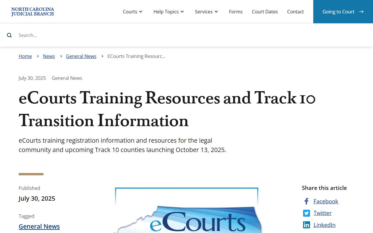 Iredell County court records eCourts Track 10 transition notice
