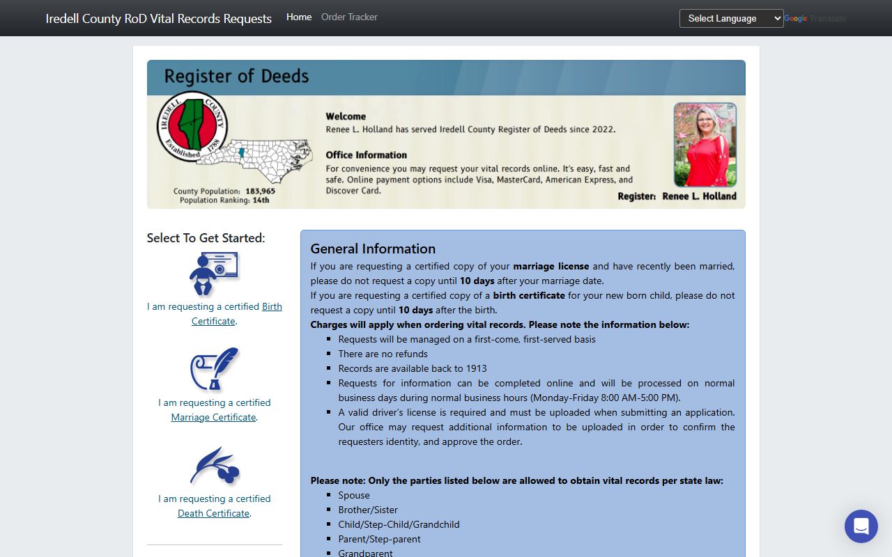 Iredell County marriage records Permitium vital records request portal