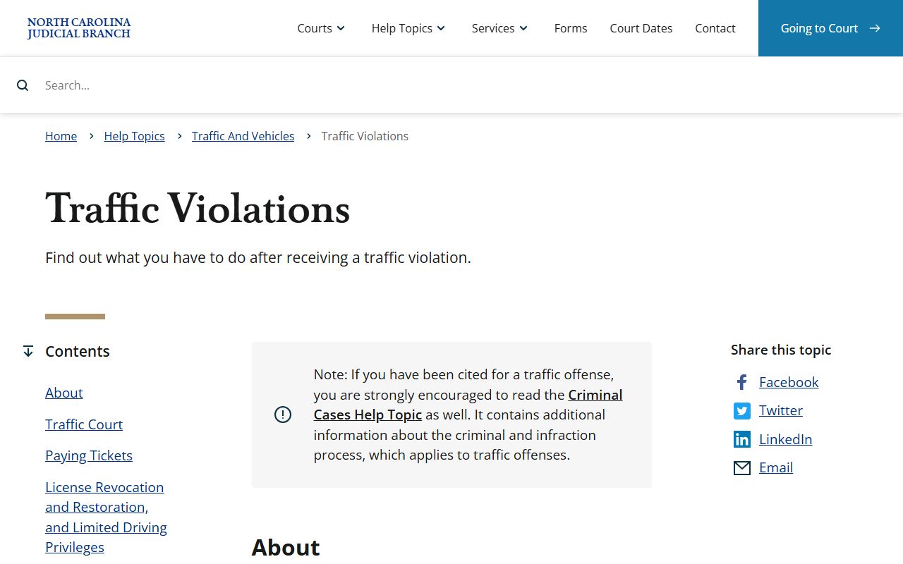 Iredell County traffic court records NC traffic violations guidance